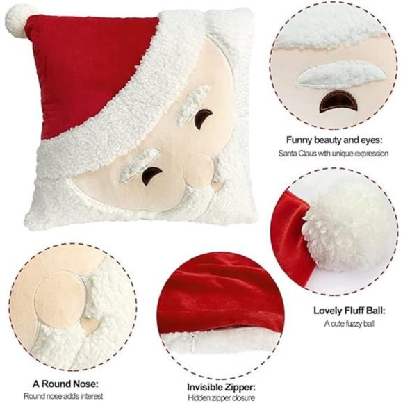 2 Pcs  |  Santa Claus Winter Decorative Pillow case  |  Home Decor 18x18 inch - Picture 3 of 8